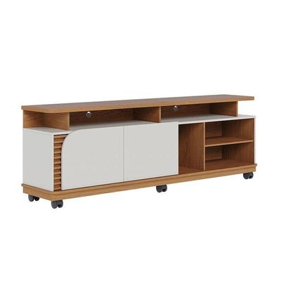 Rack Bancada Jurerê 1.8 Freijó Off White Matte Com Mesa De Centro Jeri Freijó Off White - Colibri