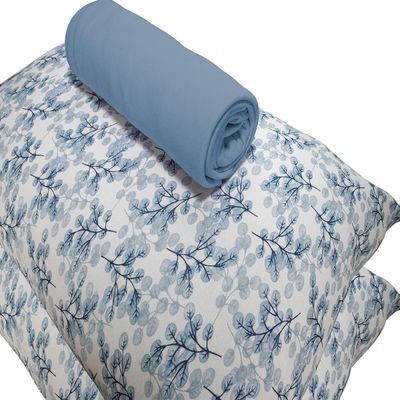 Jogo de Cama KazzaVip Queen Malha Mista 70% Algodão e 30% Poliéster Florianopolis 3 Peças Azul