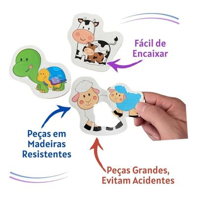 Jogo Be A Bá Mamãe e Bebê 12 Peças Em Madeira - Nig 0413