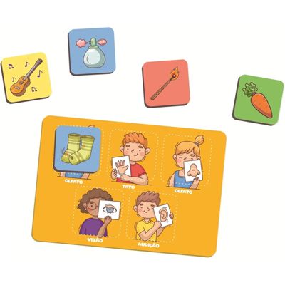 Jogo Educativo Em Madeira Meus 5 Sentidos - Nig 0586