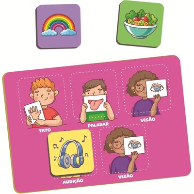 Jogo Educativo Em Madeira Meus 5 Sentidos - Nig 0586