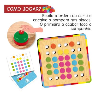 Jogo Infantil Educacional Mosaico Pompom Em Madeira - Nig 1150