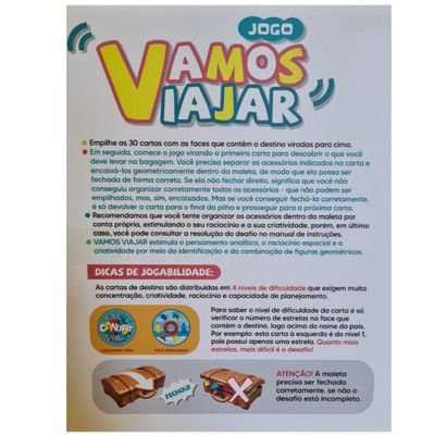 Jogo Vamos Viajar C/ 30 Cartas - Paki Toys 4096