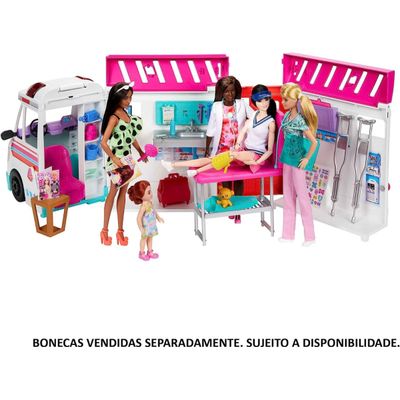 Conjunto Ambulância De Resgate Da Barbie Com Luz e Som - Mattel HKT79