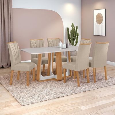 Conjunto Sala De Jantar Mesa Easy Pop 170x90cm-6 Cadeiras.
