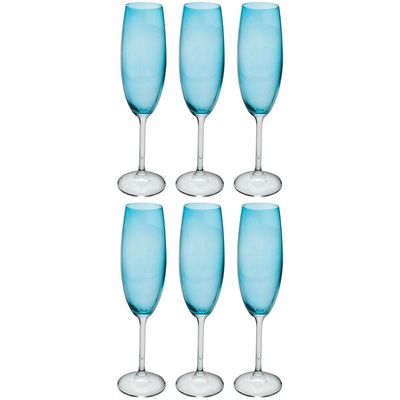 Conjunto de Taças para Champanhe Bohemia 57932 220ml Azul Turquesa - 6 Peças