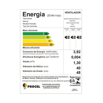 Ventilador de Coluna Britânia Turbo Silencioso 160W BVT466 127V
