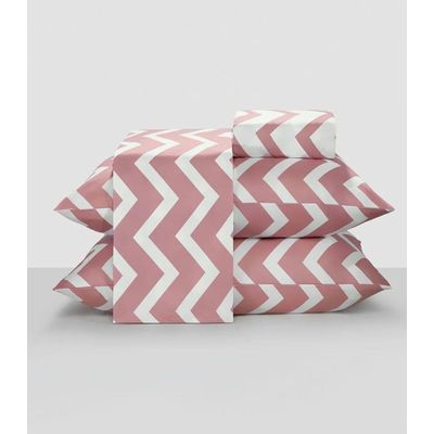 Jogo De Cama Chevron Queen Lar E Lazer Rosa UN / Rosa