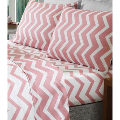 Jogo De Cama Chevron Queen Lar E Lazer Rosa UN / Rosa