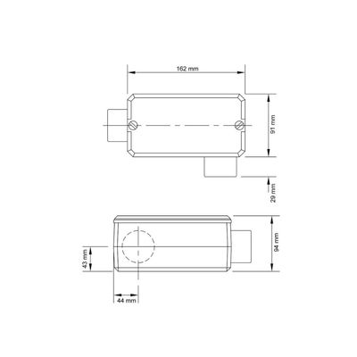 Condulete fixo 2" tipo "LL" - com tampa / sem rosca / sem pintura