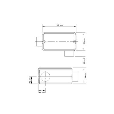 Condulete fixo 2" tipo "LL" - com tampa / sem rosca / sem pintura