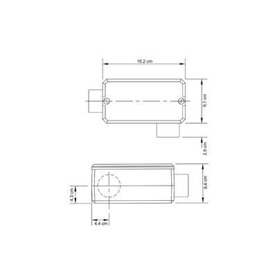 Condulete fixo 2" tipo "LL" - com tampa / sem rosca / sem pintura