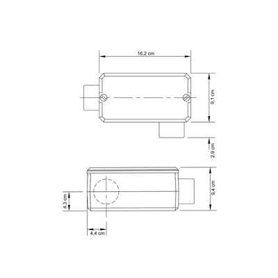 Condulete fixo 2" tipo "LL" - com tampa / sem rosca / sem pintura