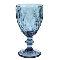 Taça Diamond De Vidro Azul 350ml Água Sucos Refrigerantes Avulsa Cálice Copo