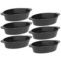 Kit 6 Travessas para Servir Oval Plástico Preto Tigela 550ml Coza Uno Petiscos Porções Salada