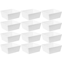 Jogo 12 Travessas Retangulares 1,4L Plástico Branco Saladeira Coza Uno Servir Buffet Restaurante