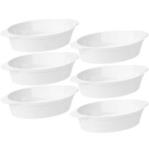 Jogo 6 Saladeiras Travessas para Servir Plástico Oval 550ml Branco Coza Uno Cozinha Porções Petiscos