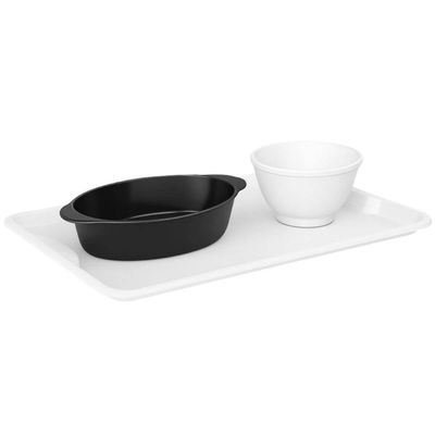 Kit 12 Bandejas Plásticas Coza Uno Horeca 48x33cm Branco Servir Restaurante Alimentação
