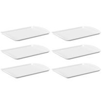 Jogo 6 Bandejas Para Servir Branca 34,7x23,5cm Plástico Coza Uno Horeca Fast Food