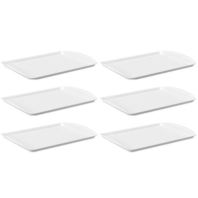 Jogo 6 Bandejas Para Servir Branca 34,7x23,5cm Plástico Coza Uno Horeca Fast Food