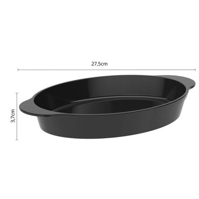 Jogo 12 Travessas Baixelas 800ml Plástico Oval Preta Servir Coza Uno Cozinhas Restaurantes Buffets