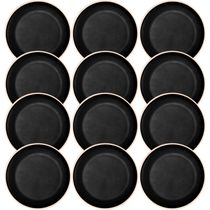 Jogo 12 Pratos Pretos Sushi 26cm Melamina Wolff Class Sashimi Petisqueira Redonda
