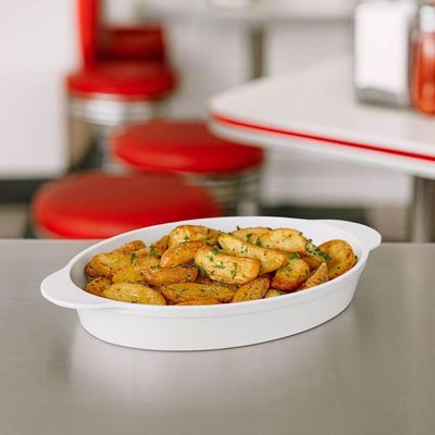 Jogo 12 Travessas Baixelas Plástico 800ml Servir Branco Oval Coza Uno Cozinha Buffet Eventos