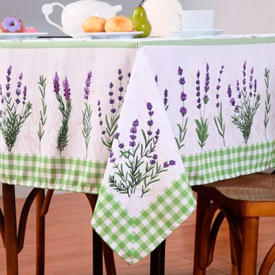 Toalha de Mesa Estampada Allegra 8 Lugares 100% Pol. Lavanda