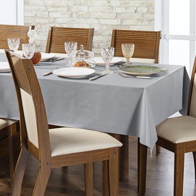 Toalha de Mesa 8 Lugares Térmica Impermeável 1,40 m x 2,50 m Cinza