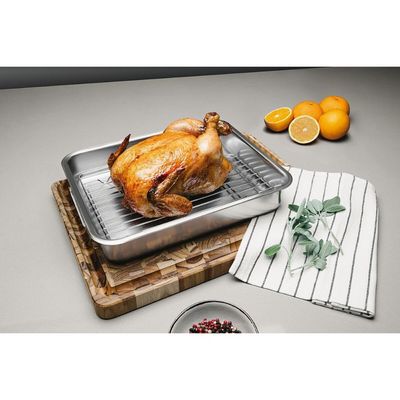 Assadeira Tramontina Service em Aço Inox com Grelha 39 x 33 cm 6,4 L
