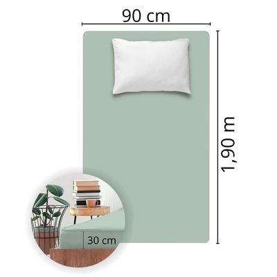 Lençol Avulso Solteiro Liso com Elástico 180 Fios  - Fiori Menta