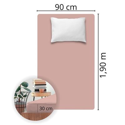 Lençol Avulso Solteiro Liso com Elástico 180 Fios  - Fiori Rosa antigo