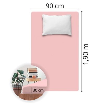 Lençol Avulso Solteiro Liso com Elástico 180 Fios  - Fiori Rosa claro