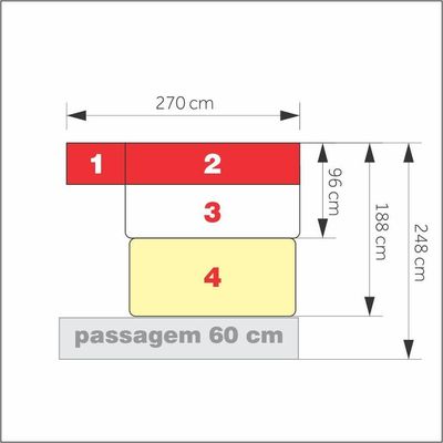 Dormitório De Solteiro Transversal Sem Cama 1326s Esquerdo Carvalho Claro