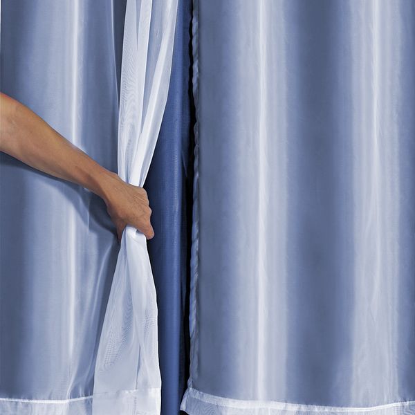 Cortina Blackout PVC com Tecido Voil 2,80 m x 1,80 m Azul Marinho