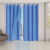 Cortina Blackout PVC com Tecido Voil 2,80 m x 2,30 m Azul