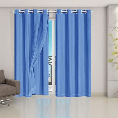 Cortina Blackout PVC com Tecido Voil 2,80 m x 2,30 m Azul