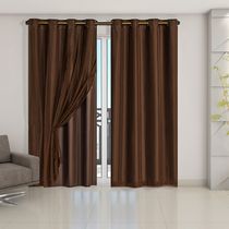 Cortina Blackout PVC com Tecido Voil 2,80 m x 2,30 m Tabaco