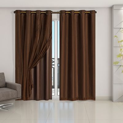 Cortina Blackout PVC com Tecido Voil 2,80 m x 2,30 m Tabaco