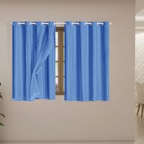 Cortina Blackout PVC com Tecido Voil 2,80 m x 1,60 m Azul