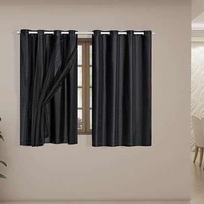 Cortina Blackout PVC com Tecido Voil 2,80 m x 1,60 m Preto
