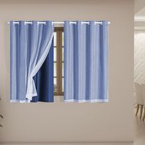 Cortina Blackout PVC com Tecido Voil 2,00 m x 1,40 m Azul Marinho