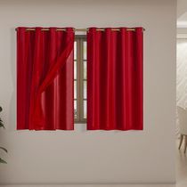 Cortina Blackout PVC com Tecido Voil 2,00 m x 1,40 m Vermelho