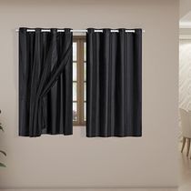 Cortina Blackout PVC com Tecido Voil 2,00 m x 1,40 m Preto