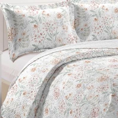 Kit Cobre Leito Colcha Mix King Estampado Dupla Face Floral 3 Peças - Joice