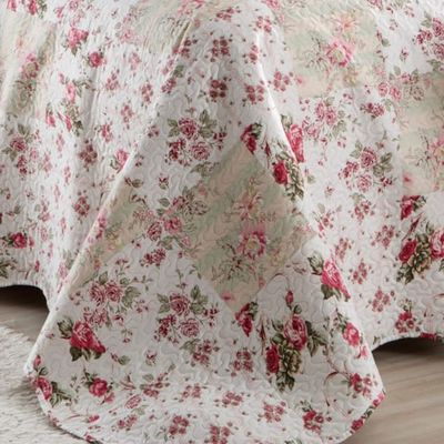 Kit Cobre Leito Colcha Casa Scarpa Mix Queen Estampado Dupla Face Floral 3 Peças - Isabela