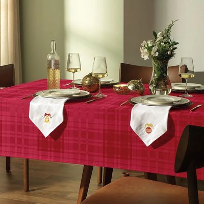 Toalha Mesa Retangular 180x270cm Tartan Vermelha Karsten