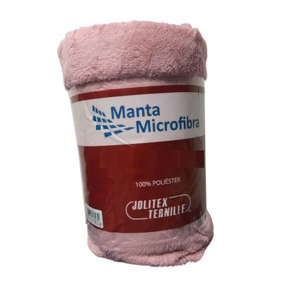Manta Microfibra Casal 180x220cm Unicolor Jolitex Rose