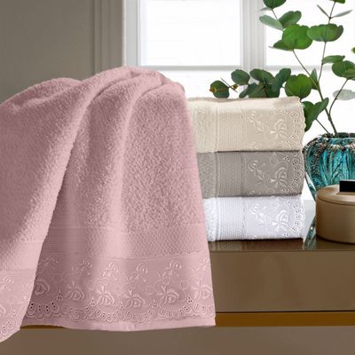 Toalha de Rosto Melody com Renda Naira Bouton Branco