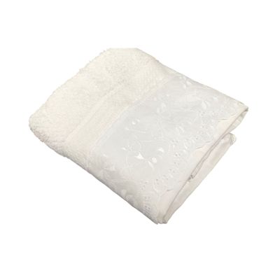 Toalha de Rosto Melody com Renda Naira Bouton Branco